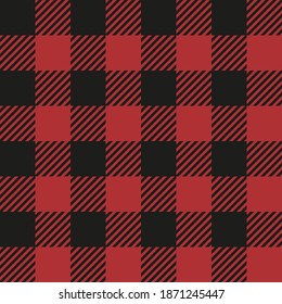 Red Buffalo Check Plaid Seamless Pattern - Classic style red and black buffalo check flannel plaid . Vector seamless pattern. Christmas background. texture.