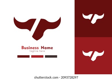 Red buffalo head Strip Logo Design
