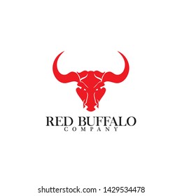 Red buffalo logo design vector template