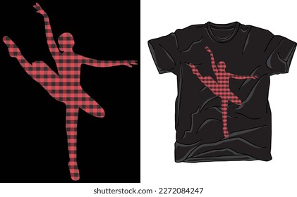 Red Buffalo Plaid Ballerina,Ballet Dancer, Ballet Dancer Silhouette, Ballet, Ballet show, Hand Drawn Designs, Cricut Cut Files,Silhouette