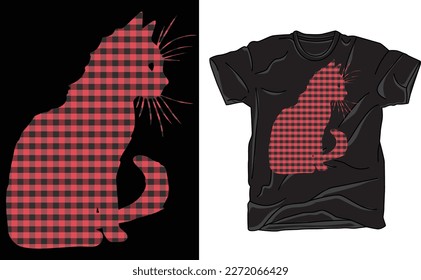 Red Buffalo Plaid Cat,Animal, Kitten, Cat Mama, Cat Lover, Cat Silhouette , Animal Lover, Cut File Cricut, Silhouette