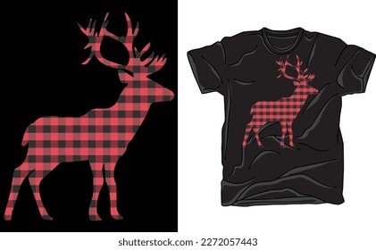 Red Buffalo Plaid Deer,Deer Mini , Deer, Nature Deer , Mountains , Animals , Deer Silhouette, Deer Clipart, Cut File for Cricut