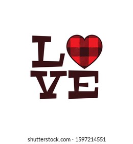 red buffalo plaid love heart shape valentine theme graphic design vector for greeting card and t shirt print template