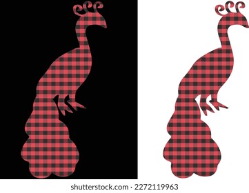 Red buffalo plaid Peacock,Peacock Cutting File, Peacock Clipart, Bird SVG, Peacock Feather SVG, Bird svg, Peacock Decor, Cut File for Cricut,Silhouette svg