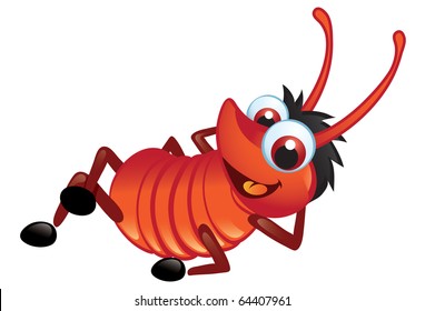 Red bug cartoon in relaxing pose