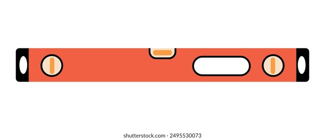 Red building level. Professional repair tool. Isolated vector illustration in clip art style.