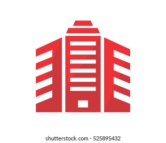 red building tower skyscraper cityscape skyline image vector icon logo