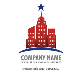 Red Building Tower Skyscraper Logo