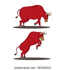 Red Bull Animal Side View Vector