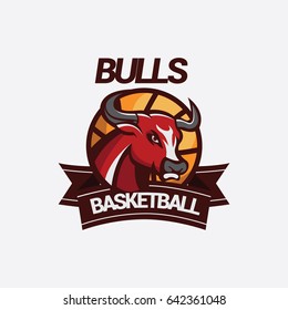 Red Bull Club Basketball Team Logo Stock Vector (Royalty Free ...