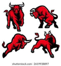 Red Bull Energetic Mascot Poses Design