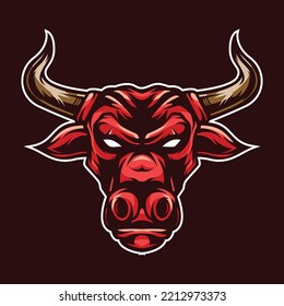 Red Bull Head Mascot Illustration