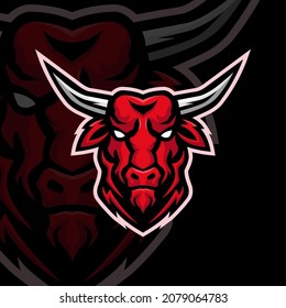 red bull head mascot logo vector design template