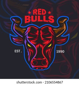 Red bull head mascot logo vector illustration. Red bull head vector illustration