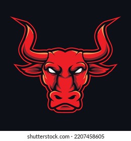 red bull head mascot logo vector