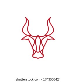 Red Bull Logo Design - Abstract Line Art / Monoline Logo Vector Illustration. Eps 10. 