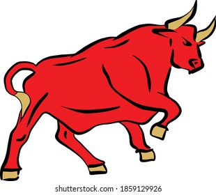 Red bull logo design. Angry bull. Vector editable layered logo