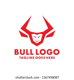 Red Bull Logo Design Inspiration. Flat And Creative Icon. Animal Character Symbol. Face Graphic Vector. Modern And Unique Logotype. Identity For Company And Business.