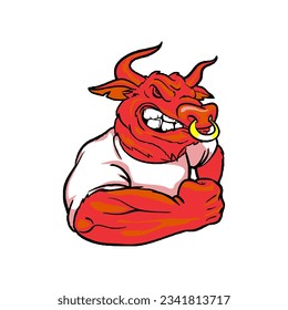 Red bull logo mascot is angry
