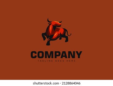 Red Bull Looking Back. Vintage Modern Logo Design Template