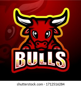 Red bull mascot esport logo design