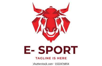 Red Bull Mascot Gaming Esport Logo Template
