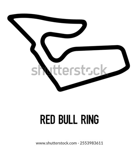 Red Bull Ring Circuit Vector. Circuit Race Track Illustration with Editable Stroke. Stock Vector.