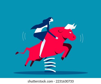 Rodeo de toros rojos. Ilustración de vectores del mercado de alzas de negocio