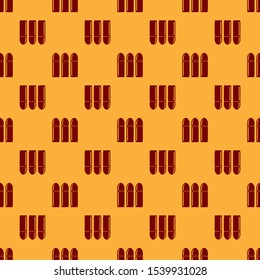 Red Bullet icon isolated seamless pattern on brown background.  Vector Illustration