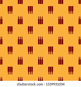 Red Bullet icon isolated seamless pattern on brown background.  Vector Illustration
