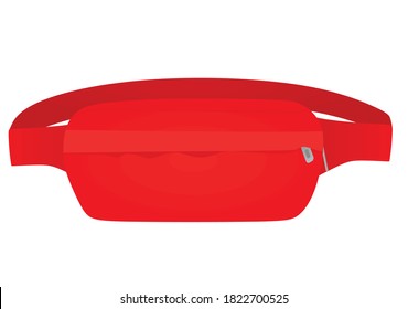 Red bum bag. vector illustration