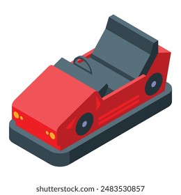 Red bumper car standing still on white background is waiting for passengers