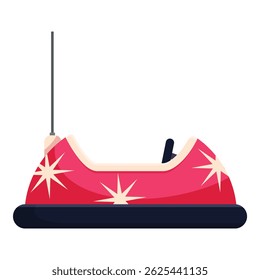 Red bumper car waiting to be driven on an amusement park ride at a funfair