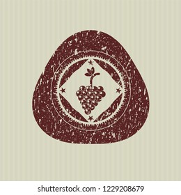 Red bunch of grapes icon inside distress grunge seal