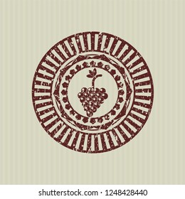 Red bunch of grapes icon inside rubber stamp