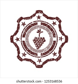 Red bunch of grapes icon inside rubber grunge stamp