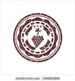 Red bunch of grapes icon inside distressed grunge seal