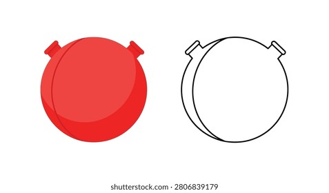 Red buoy with attachment points and its line art silhouette