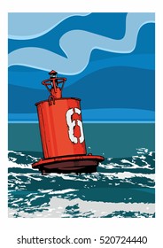 Red buoy with number six.