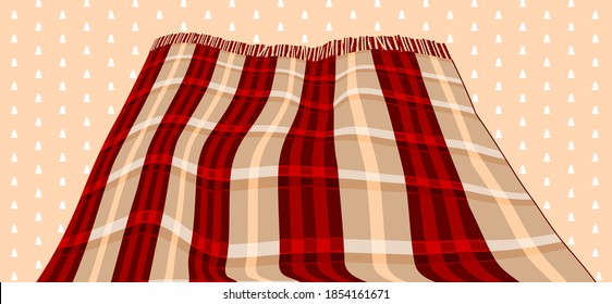 Red and burgundy, beige christmas traditional plaid with lines and rectangles for New year background for bed, sofa or floor in the room or outside