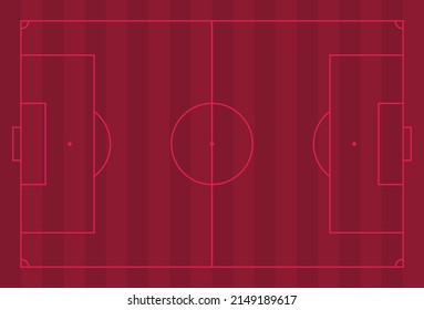 Fondo de campo rojo de hierba borgoñona. Fútbol vectorial - Campo de fútbol vacío. Ilustración vectorial de acciones