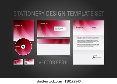 Red burgundy vector stationery design template set