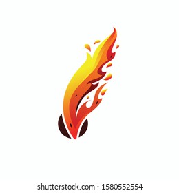 Red Burning Fire Flame Logo design vector template