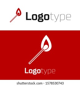 Red Burning match with fire icon isolated on white background. Match with fire. Matches sign. Logo design template element. Vector Illustration