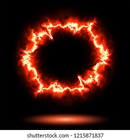 Red Burning Ring - Vector Hot Flame Annulus with Tongues  - Abstract Fire Background 
