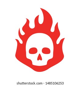 Red burning skull logo icon. skull vector image.