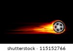 Red Burning wheel. Illustration on black background