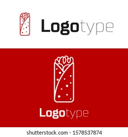 Red Burrito icon isolated on white background. Traditional mexican fast food. Logo design template element. Vector Illustration