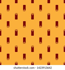 Red Burrito icon isolated seamless pattern on brown background. Traditional mexican fast food. Vector Illustration