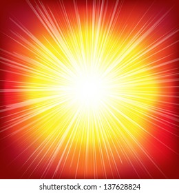 Red Burst Background With Gradient Mesh, Vector Illustration